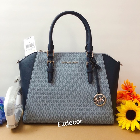 Michael Kors Handbags - NWT Michael Kors Large Ciara Top Zip Satchel Navy